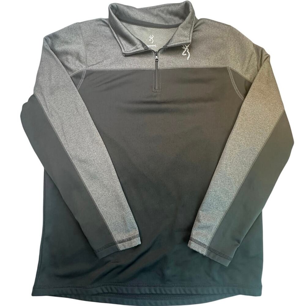 Browning Mens Quarter Zip Fleece Pullover Black Gray Large